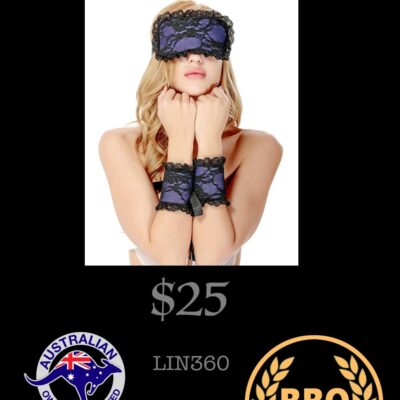 LACE BLINDFOLD AND HANDCUFFS PURPLE