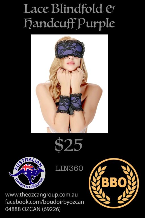 LACE BLINDFOLD AND HANDCUFFS PURPLE